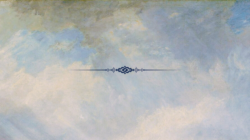 Oil painted cloudy sky with sun filtering through.