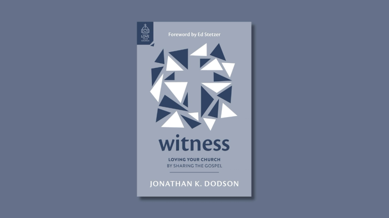 The cover of the book "Witness," by Jonathan Dodson, on a grey blue background.
